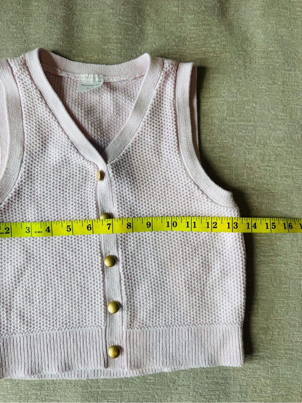 Abercrombie Kids Girls Pink Knit Sweater Vest Gold Buttons Size 11/12 - Picture 6 of 7